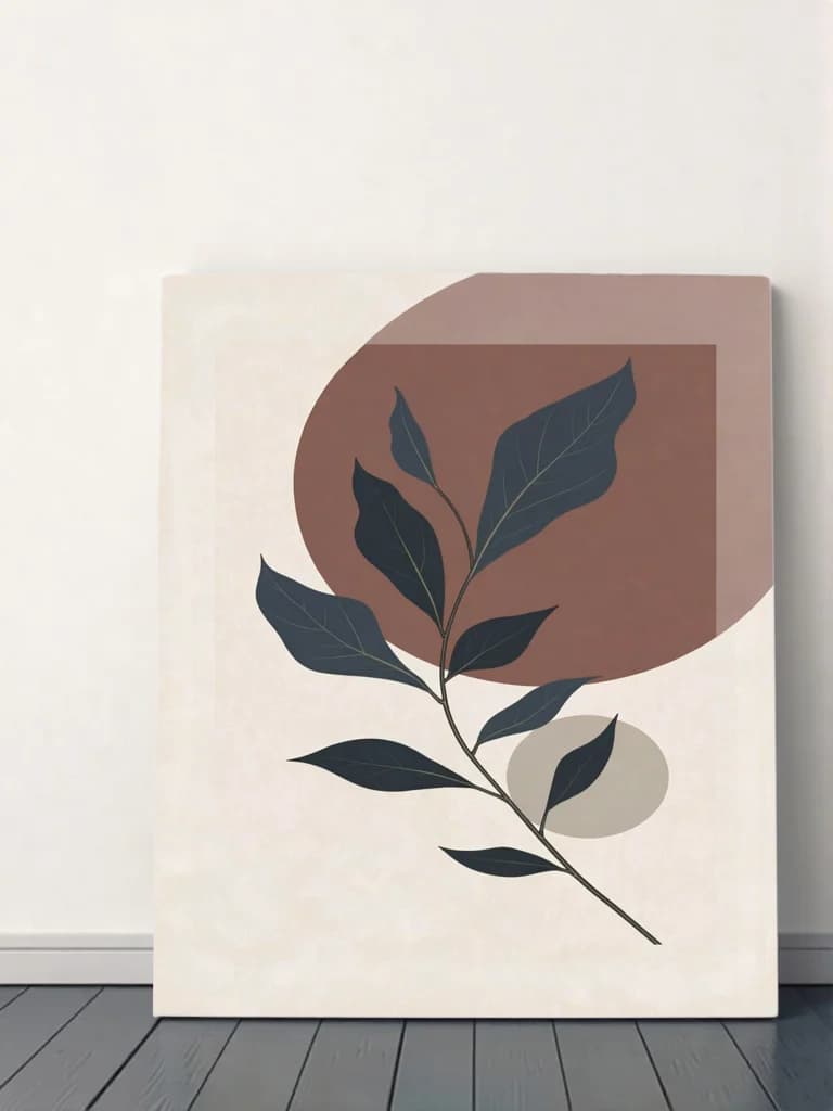 Abstract Botanical Leaf Canvas Wall Art for Living Room Decor