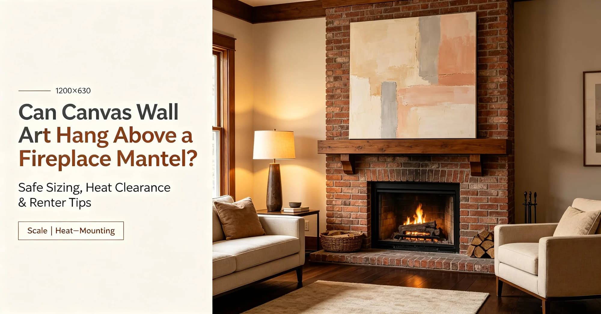 Can canvas wall art be hung above a living room fireplace mantel?