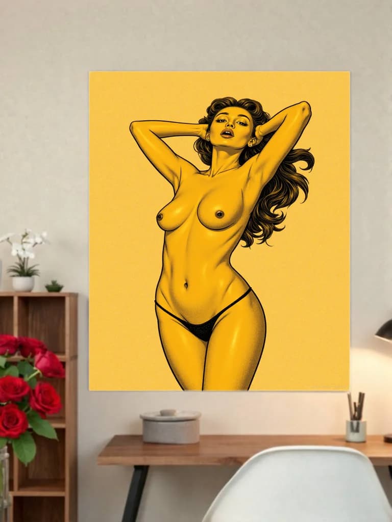 Retro Sexy Pin - Up Girl Canvas Wall Art for Bedroom Living Room Decor