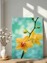 Yellow Striped Orchid Floral Canvas Wall Art for Living Room Home Decor – view 5
