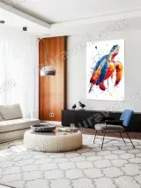 Colorful Sea Turtle Watercolor Splatter Canvas Wall Art for Home Decor – view 5