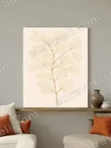 Golden Botanical Leaf Canvas Wall Art for Living Room Decor
