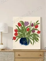 Red & Purple Tulip Bouquet Canvas Wall Art for Living Room Home Decor – view 3