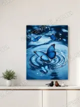 Blue Butterfly Water Ripple Canvas Wall Art for Living Room Bedroom Home Decor – view 4