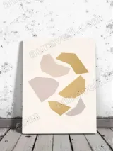 Abstract Geometric Gold & Blush Canvas Wall Art for Living Room Home Decor