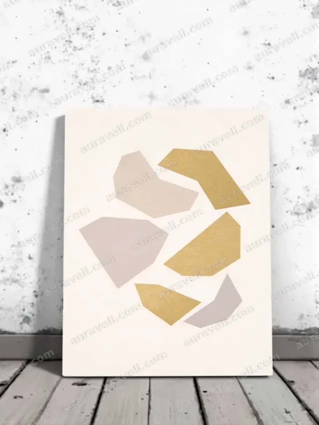 Abstract Geometric Gold & Blush Canvas Wall Art for Living Room Home Decor — art print