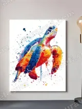 Colorful Sea Turtle Watercolor Splatter Canvas Wall Art for Home Decor – view 2