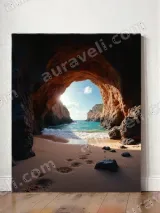 Beach Cave Ocean Canvas Wall Art for Living Room Home Decor – view 2