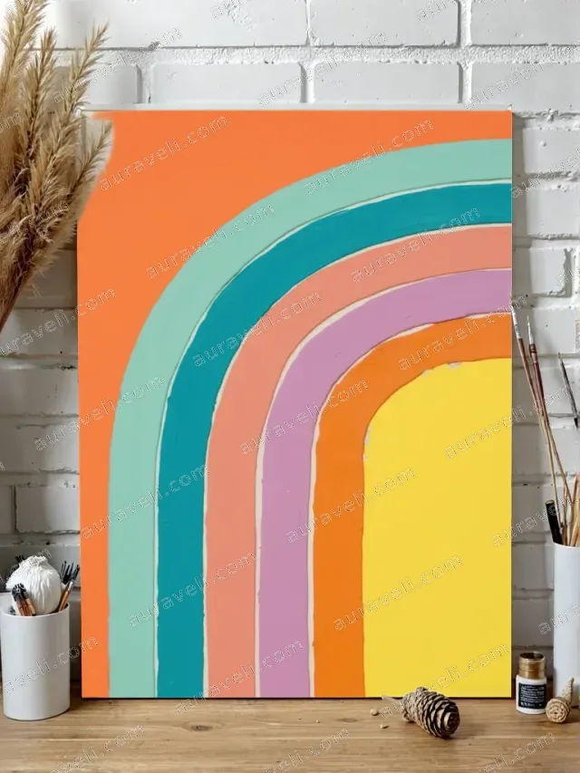 Modern Rainbow Arch Canvas Wall Art for Living Room Bedroom Home Decor — art print