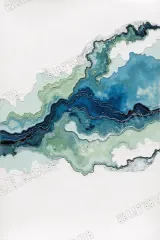 Abstract Blue Green Fluid Canvas Wall Art for Living framed modern home decor