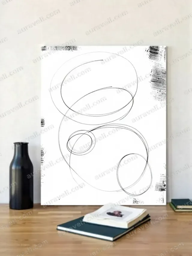 Minimalist Abstract Circular Line Art Canvas Wall Art for Home Decor — art print