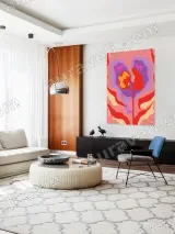 Vibrant Abstract Floral Canvas Wall Art for Living Room Decor – view 5