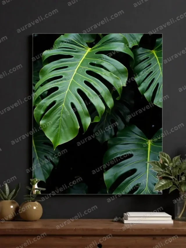 Tropical Monstera Leaf Canvas Wall Art for Living Room Bedroom Home Decor — art print