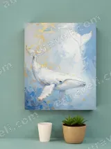 White Whale with Gold Accents Canvas Wall Art for Living Room Home Decor – view 2