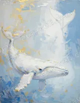 White Whale with Gold Accents Canvas Wall Art for Living Room Home Decor living room wall art for modern home decor