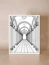 Architectural Archway Corridor Line Art Canvas Wall Art for Home Decor – view 4