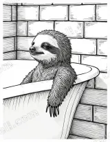 Sloth in Bathtub Line Art Wall Art for Bathroom Home Decor minimalist wall art for modern home decor