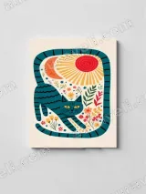 Teal Cat Floral Sun Moon Canvas Wall Art for Living Room Home Decor – view 2