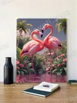 Pink Flamingos Tropical Jungle Canvas Wall Art for Living Room Bedroom Home Decor