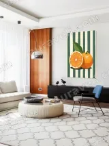Sliced & Whole Orange Canvas Wall Art with Green Stripes for Home Decor – view 5