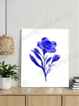 Blue Floral Canvas Wall Art for Living Room Bedroom Home Decor – view 3