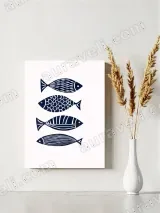 Navy Blue Fish Minimalist Canvas Wall Art for Home Decor – view 4