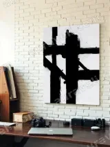 Black & White Abstract Geometric Canvas Wall Art for Living Room Home Decor – view 4
