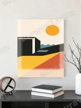 Geometric Abstract Landscape Canvas Wall Art for Living Room Decor – view 3