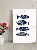 Navy Blue Fish Minimalist Canvas Wall Art for Home Decor – view 2