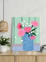 Pink Floral Blue Vase Canvas Wall Art for Living Room Bedroom Home Decor – view 4