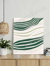 Abstract Green Wave Lines Canvas Wall Art for Living Room Decor – view 2