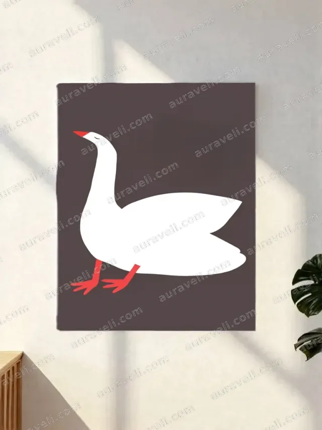 Minimalist White Goose Canvas Wall Art for Living Room Home Decor — art print