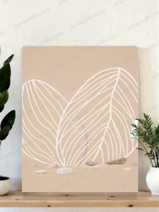 Abstract Linear Leaf Canvas Wall Art for Living Room Home Decor — art print