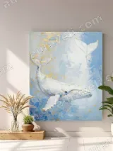 White Whale with Gold Accents Canvas Wall Art for Living Room Home Decor – view 4
