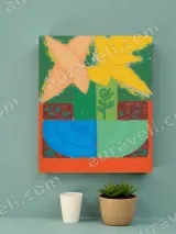 Abstract Geometric Floral Canvas Wall Art for Living Room Home Decor – view 3