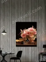 Pink Floral Still Life Canvas Wall Art for Living Room Home Decor – view 2