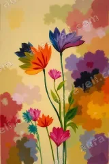 Colorful Floral Canvas Wall Art for Bedroom and Living framed modern home decor