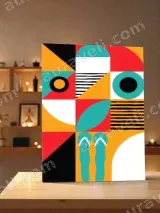 Abstract Geometric Summer Canvas Wall Art for Living Room Decor – view 3