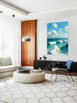 Ocean Wave Seagull Beach Canvas Wall Art for Living Room Home Decor – view 5