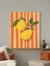 Lemon Striped Canvas Wall Art for Living Room Home Decor – view 3