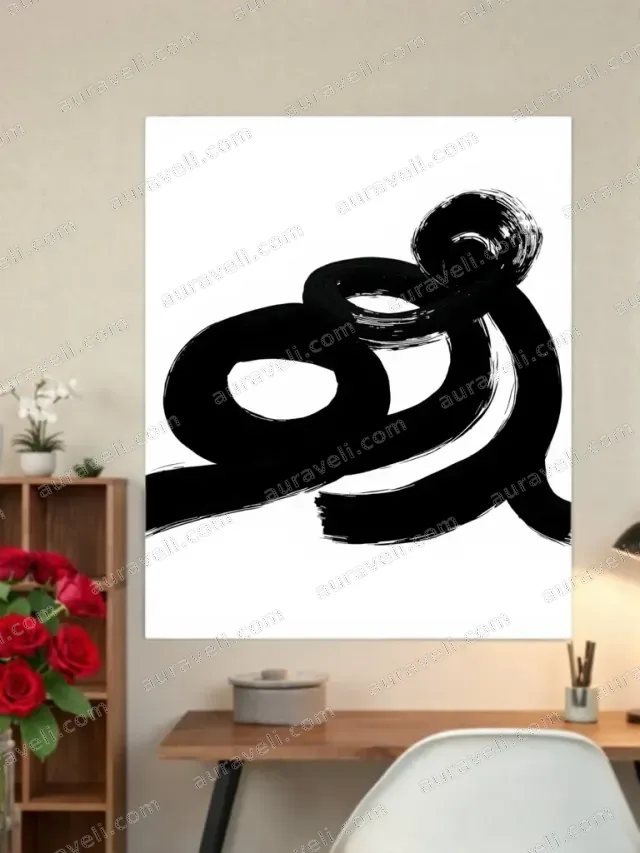 Abstract Black Brushstroke Canvas Wall Art for Living Room Home Decor — art print