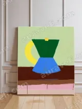 Abstract Geometric Coffee Pot Canvas Wall Art for Living Room Home Decor
