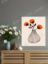 Orange Floral Vase Canvas Wall Art for Living Room Home Decor – view 2