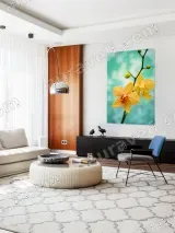 Yellow Striped Orchid Floral Canvas Wall Art for Living Room Home Decor – view 4