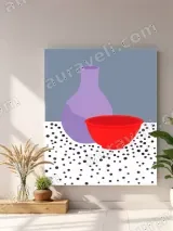 Still Life with Purple Vase & Red Bowl Canvas Wall Art for Home Decor – view 4