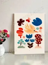 Whimsical Bird & Floral Canvas Wall Art for Nursery Home Decor