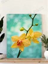 Yellow Striped Orchid Floral Canvas Wall Art for Living Room Home Decor