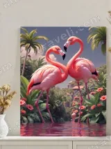 Pink Flamingos Tropical Jungle Canvas Wall Art for Living Room Bedroom Home Decor – view 3