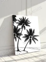 Black & White Palm Tree Beach Canvas Wall Art for Home Decor – view 3