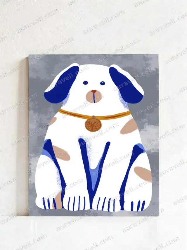 Cute Cartoon Dog Canvas Wall Art for Kids Room Home Decor — art print